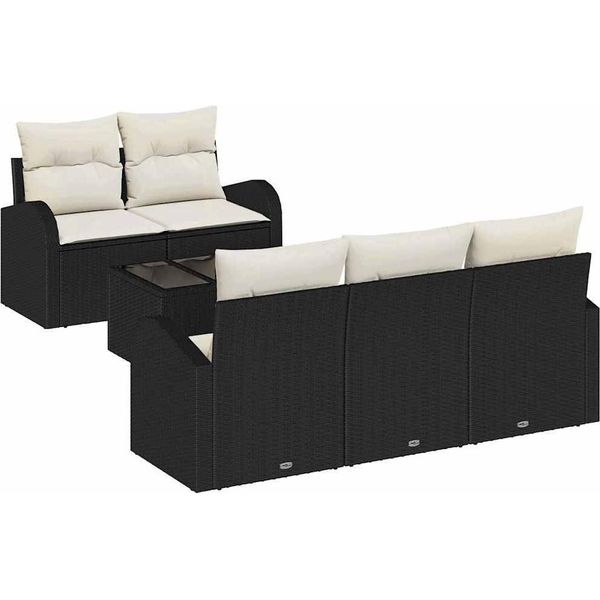 Vidaxl Set Di Divani Da Giardino 6 Pezzi Nero 55 X 55 X 37 Cm Poly Rattan-image