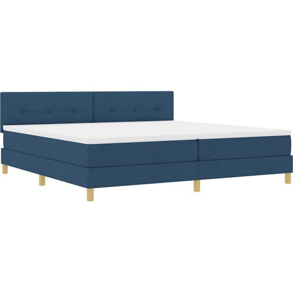 Vidaxl Letto Boxspring Con Materasso E Led Blu 200 X 200 Cm Tessuto-image