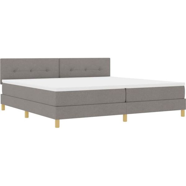 Vidaxl Letto Boxspring Led Con Materasso Led Taupe 200 X 200 Cm Tessuto-image