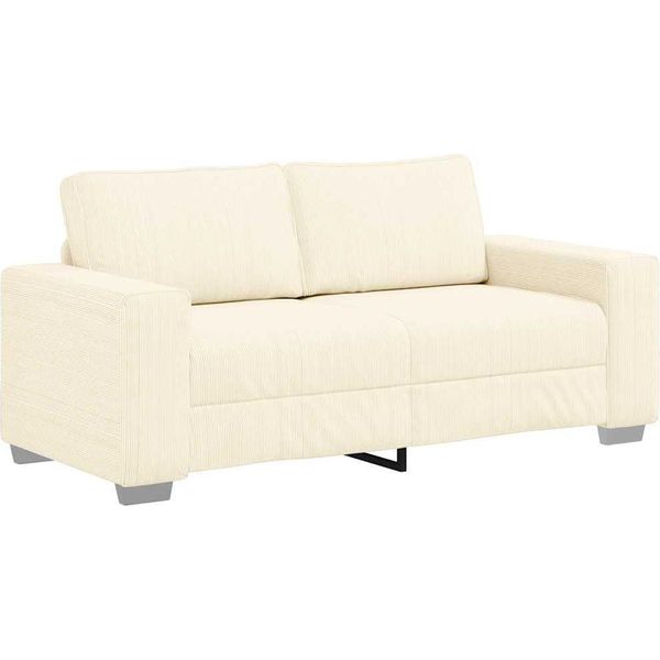 Vidaxl Divano A Due Posti Crema 180X77X82 Cm Tessuto In Velluto A Coste-image