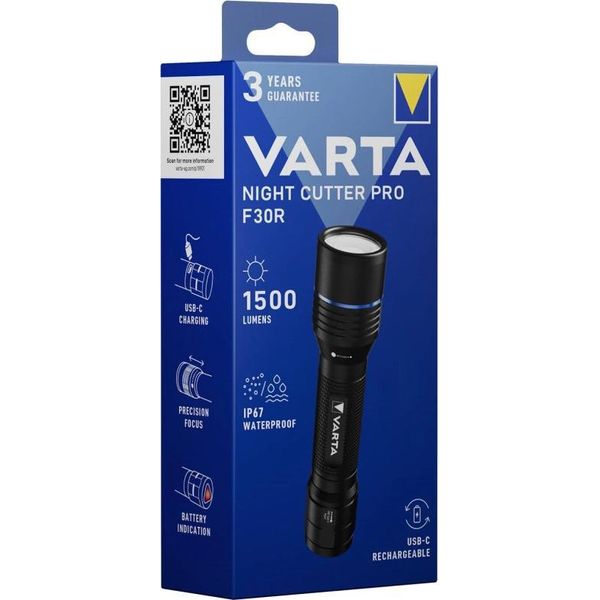 Varta Night Cutter Pro F30R Nero Torcia A Mano Led-image