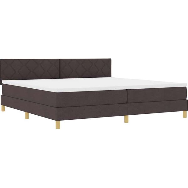 Vidaxl Led Letto A Molle Con Materasso Marrone Scuro 200 X 200 Cm Tessuto-image