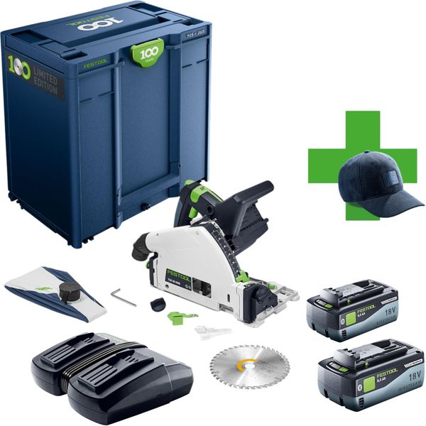 Festool Tsc 55 Keb-Basic 100Y Limited Edition Sega Ad Immersione A Batteria 18 / 36 V ( 2X 18 V ) 160 Mm Brushless + 2X Batteria Ricaricabile 8,0 Ah + Caricabatteria + Systainer-image