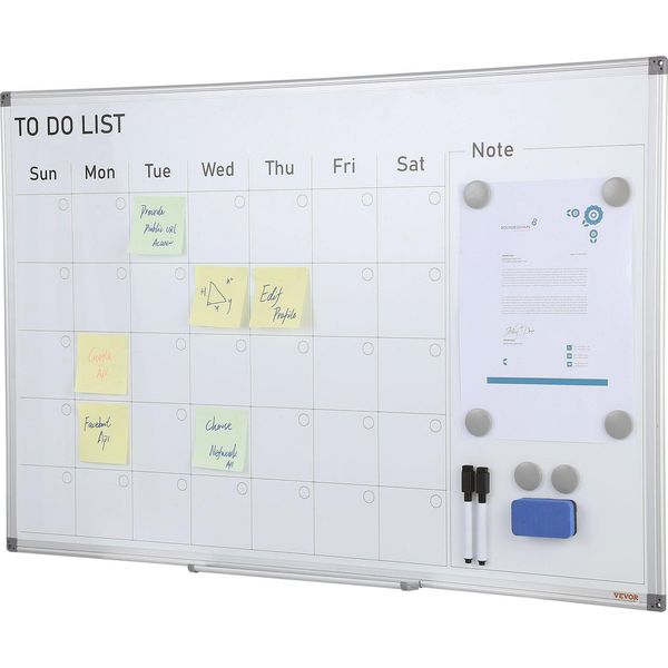 Calendario Lavagna Bianca Lavagna Magnetica Scrivibile 915 X 610 Mm, Lavagna Memo Incl. 2 Penne Per Lavagna Bianca + 6 Magneti + 1 Cancellino Magnetico, Lavagna Bianca Cancellabile A Secco Per Ufficio-image