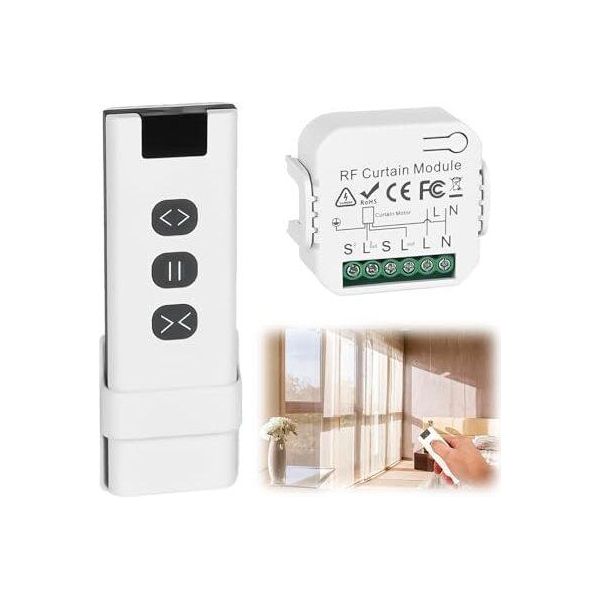 Set Di Interruttori Per Tende A Distanza - Finestre, Tapparelle, Tende Da Sole, Composto Da Un Modulo Rf + Ricevitore, Raggio D'azione Di 100 M-image