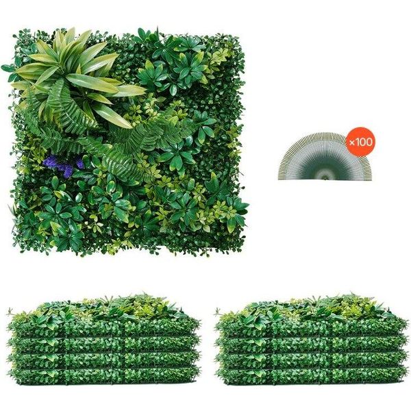 8Pcs. Muro Artificiale Della Pianta Della Siepe - Schermo Di Segretezza Pe - Decorazione Della Parete Delle Piante Artificiali Di 500X500X50Mm-image