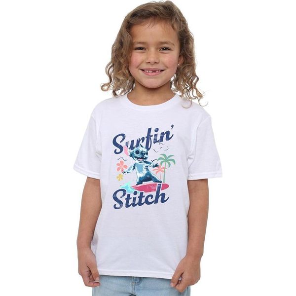 Lilo & Stitch - Maglietta "Surfin Waves"" Per Bambina TV19825 (104) (Bianco)"-image