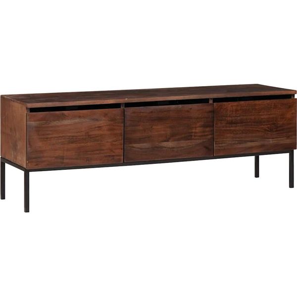 Vidaxl Mobile Tv Marrone Miele 110 X 30 X 36 Cm Legno Massello Acacia-image
