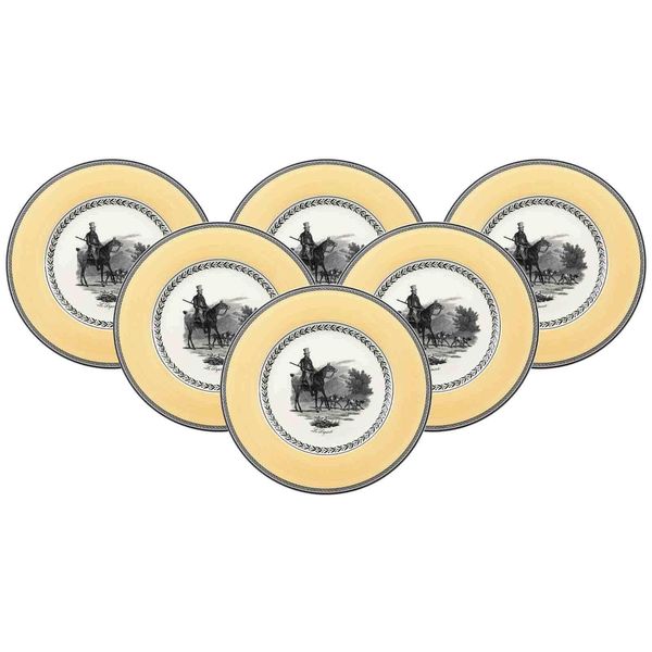 Speiseteller Villeroy & Boch "Speiseteller Audun Chasse ø 27,1 Cm 6Er Set Weiß-Grau-Gelb", Bunt (Weiß, Grau, Gelb), L:27,1Cm, Speiseteller, Speiseteller-image