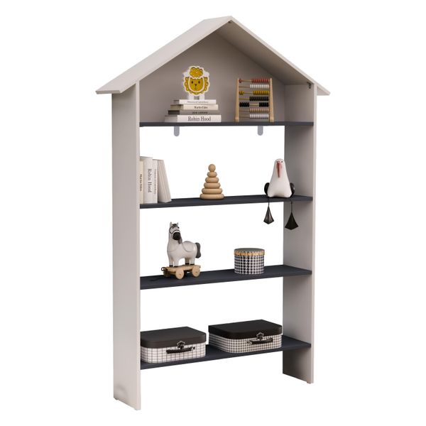 Standregal Vcm "Holz Kinderregal BüCherregal Kinder Regal Malusa", Grau (Weiß, Anthrazit), Regale, Standregal-image