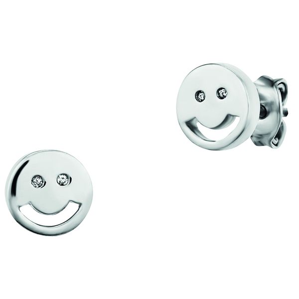 Paar Ohrstecker CaÏ "925/- Sterling Silber Rhodiniert Smile", Weiß, Weiß, Ohrringe, Damen, One-Size, Silber 925 (Sterlingsilber)-image