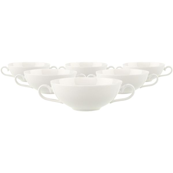 Tasse Villeroy & Boch "Suppen-Obertassen Royal 200 Ml 6Er Set Weiß", Weiß, Porzellan, TrinkgefäßE, Tasse-image