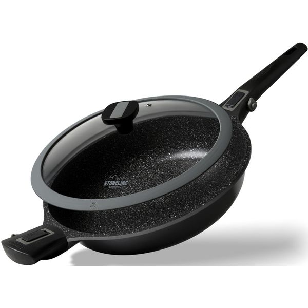 Schmorpfanne Stoneline "Imagination Plus", Grau (Anthrazit), B:28Cm H:6,5Cm L:55,3Cm Ø:28Cm, Pfannen, Schmorpfanne, Steinpartikel-Beschichtung, Ø 28 Cm, Induktion-image