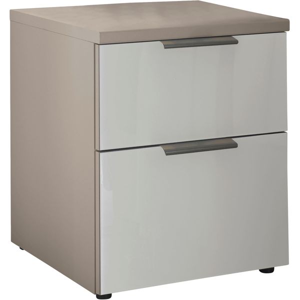 Nachtkonsole Wiemann "Como", Weiß (Kieselgrau, Dekor, Glas Weiß, Schiefer), B:40Cm H:46,4Cm T:43Cm, Floatglas, Holzwerkstoff, Metall, Sideboards, Nachtkonsole, Vormontiert-image