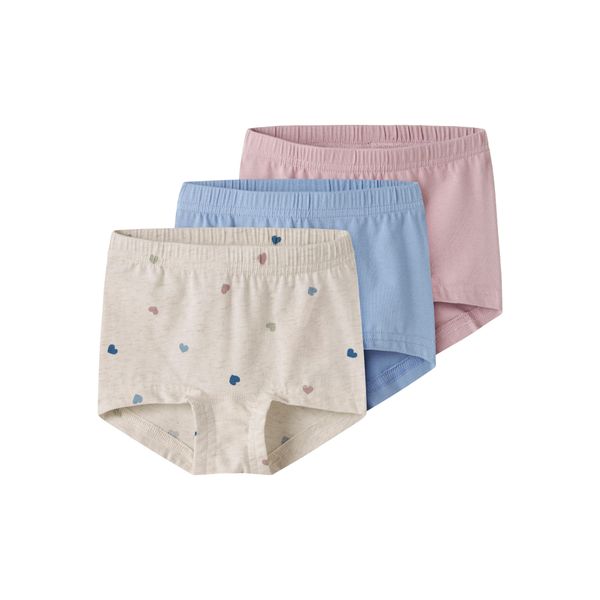 Hipster Name It "Nmftights 3P Peyote Hearts Noos", MäDchen, Gr. 116, 3 Stk., Bunt (Peyote Melange), Jersey, Obermaterial: 95% Baumwolle, 5% Elasthan, Bedruckt, Unifarben, Eng, Unterhosen-image
