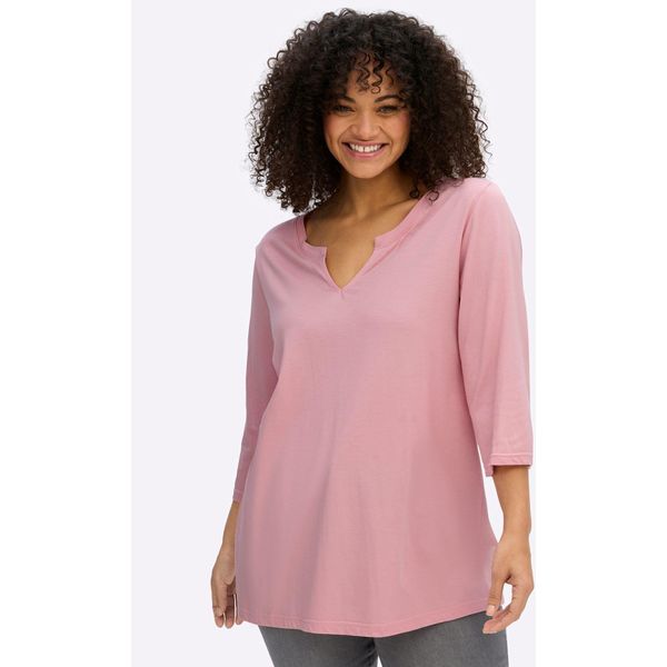 3/4-Arm-Shirt Sheego "3/4-Arm-Shirt", Damen, Gr. 52/54, Hortensie, 50% Baumwolle, 50% Modal, Unifarben, Rundhals, Shirts 3/4-Arm-Shirt-image