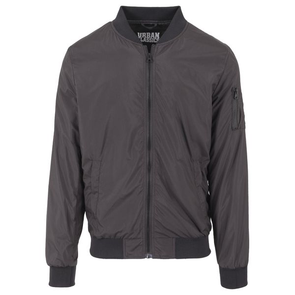 Allwetterjacke Urban Classics "Urban Classics Herren Light Bomber Jacket", Herren, Gr. M, Grau (Schwarz), 100% Polyester, Unifarben, Normal, Amerikanischer Ausschnitt, Jacken-image