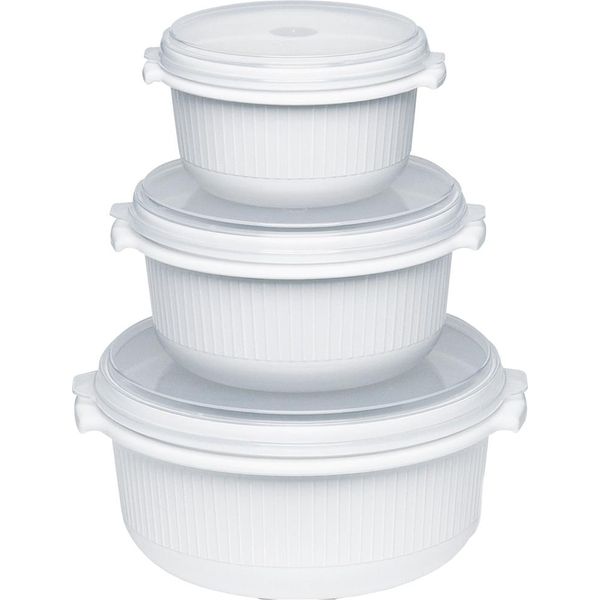 Emsa Set Di Pentole Per Microonde Micro Family 0,5/1/1,5 Litri Bianco 3 Pezzi-image