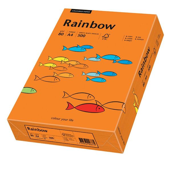Papyrus 88042453 Rainbow Intensiv - A4, 80 G/Qm, Intensivorange, 500 Blatt-image