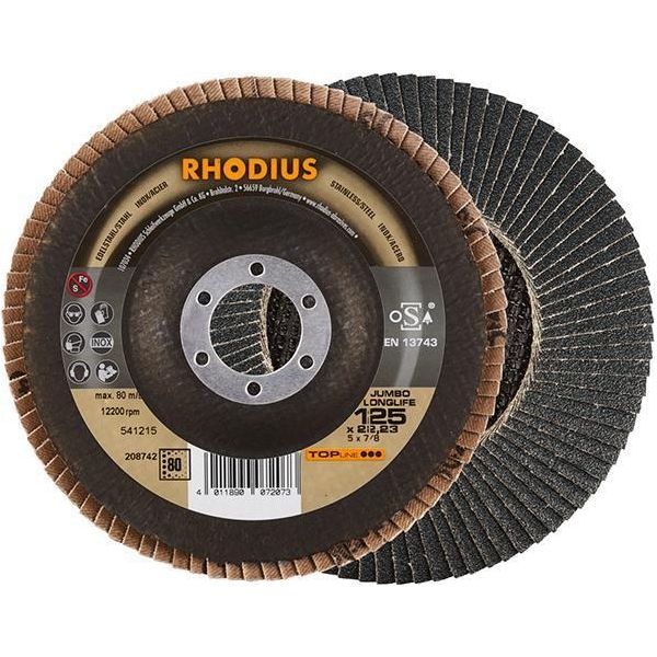 Rhodius Topline Jumbo Longlife Extended Disco Lamellare 125 X 22,23 Mm K80 10 Pz-image