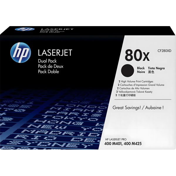 Hp Confezione Da 2 Cartucce Originali Toner Nero Ad Alta Capacità Laserjet 80X - 13800 Pagine - Nero - 2 Pz-image