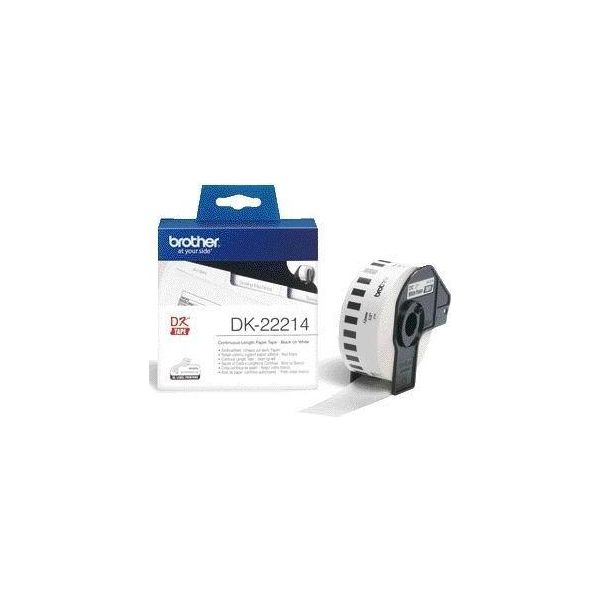 Brother DK-22214 Nastro Carta Continuo (12 Mm), Weiß, Dk, 12 Mm X 30,48 M-image