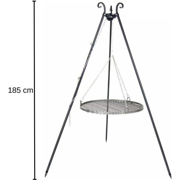 Farmcook E00372 Barbecue Con Griglia In Acciaio Grezzo Su Treppiede Viking ; Griglia In Acciaio Grezzo (Diametro): 70Cm ; Altezza: 180Cm-image