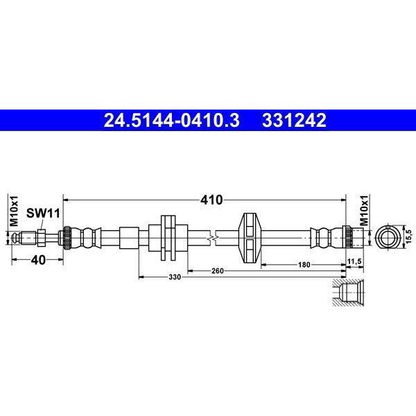 Ate 24.5144-0410.3 - Tubo Freno Oe 46 21 000 01R Per Laguna Iii-image