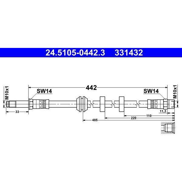 Ate 24.5105-0442.3 - Telaio Di Protezione Oe 1H0 611 701 Per Inca (6K), Caddy Ii (9K), Cordoba (6K), Ibiza (6K), Corrado (53I), Golf Iii (1H), Polo (6V), Golf Cabriolet (1E), Vento (1H)-image