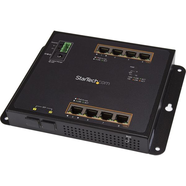 Startech.Com IES101GP2SFW L2 Gigabit Ethernet (10/100/1000) Switch Di Rete Connessione Ethernet, Supporto Power Over Ethernet (Poe) Nero-image