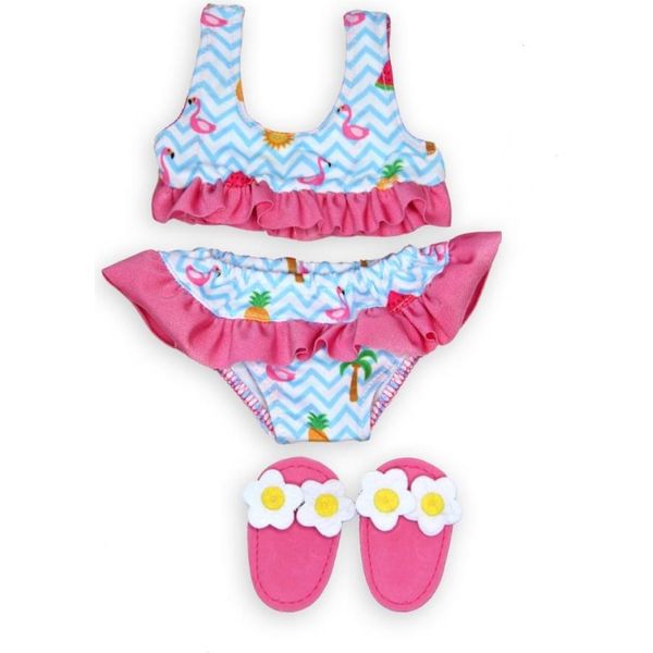 Bikini Della Bambola Flamingo Ella Con Ciabatte Da Bagno, Taglia 35-45 Cm-image