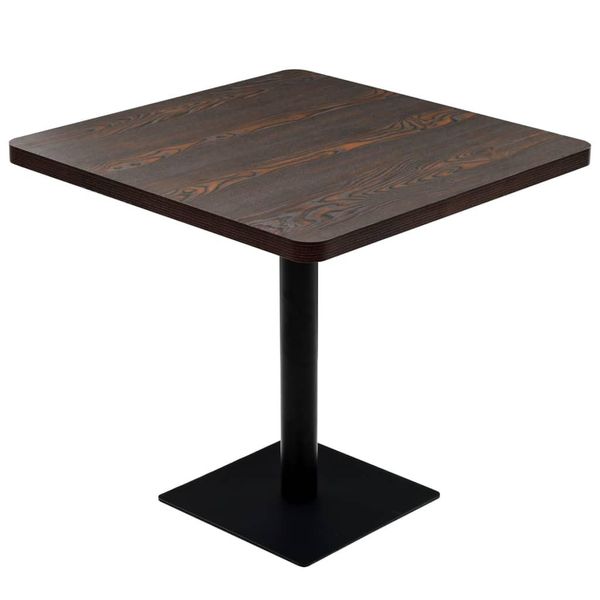 Vidaxl Tavolo Da Bistrot Mdf E Acciaio Square 80×80×75Cm Frassino Scuro-image