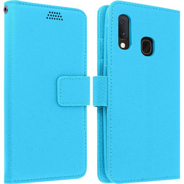 Samsung Galaxy A20E Flip Cover Con Slot Per Schede E Funzione Stand - Blu-image