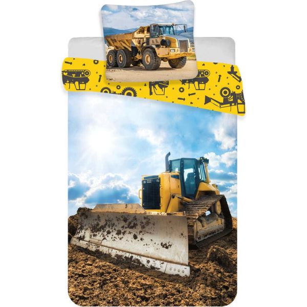 Biancheria Da Letto Bulldozer Baby Copripiumino 100 X 135 Cm, Federa 40 X 60 Cm, Cotone-image