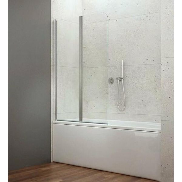 Aqualine Wila - Schermo Da Bagno Pieghevole 900X1400 Mm, Alluminio Lucido/Vetro Chiaro AQ5742-image