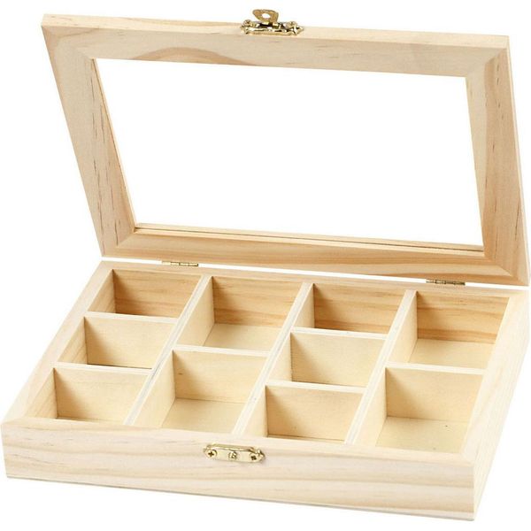 Creativ Company Cc Scatola In Legno Con Coperchio In Vetro 15,5X20,5X3,5 Cm-image