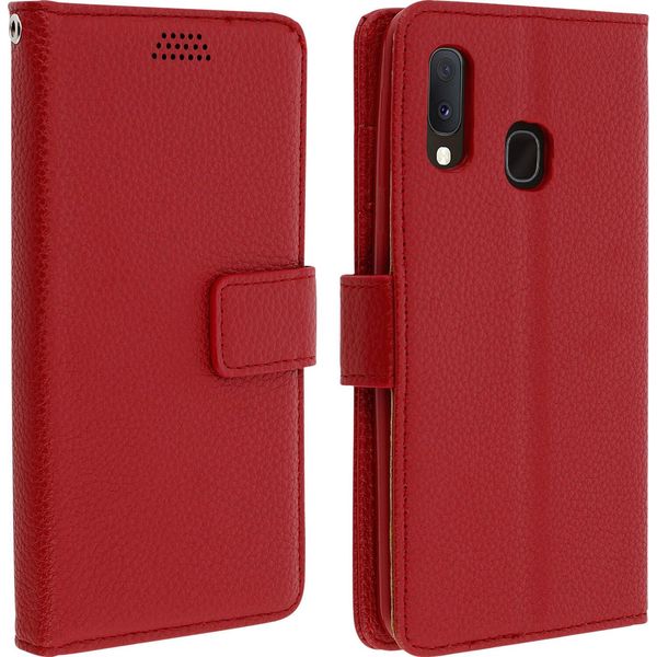 Samsung Galaxy A20E Flip Cover Con Slot Per Schede E Funzione Stand - Rosso-image