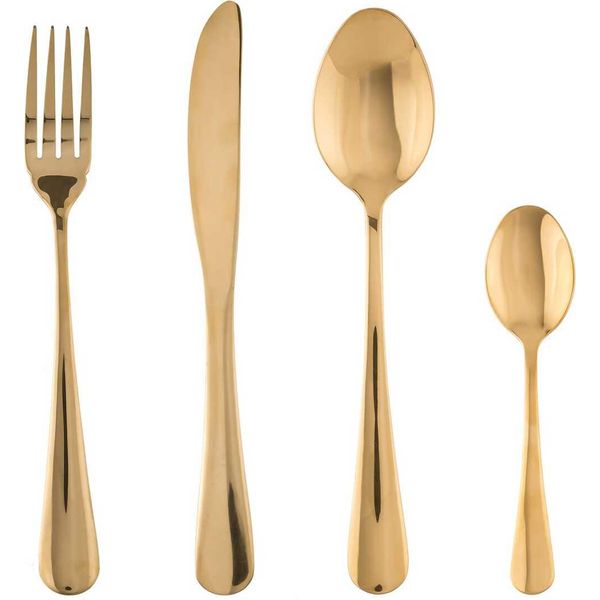 Set Di Posate In Acciaio Inox, Pratiche Posate Dorate In Stile Moderno-image