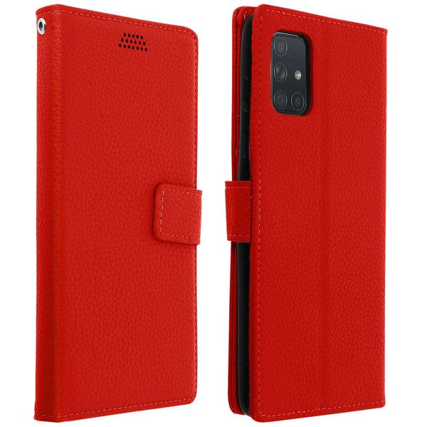 Samsung Galaxy A51 Flip Cover Con Slot Per Schede E Funzione Stand - Rosso-image