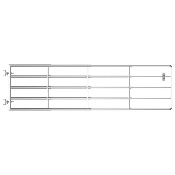 Vidaxl Cancello In Vimini A 5 Tubi In Acciaio (115-300)×90 Cm Argento-image