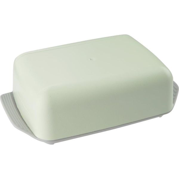 Piatto Per Burro Fackelmann Eco, Piatto Ecologico Per Burro Fresco, Scatola Per Burro Sostenibile E Moderna, Piatto Per Burro Di Alta Qualità Con Coperchio (Colore: Grigio/Verde)-image