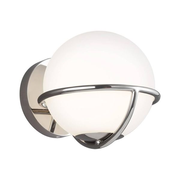 Lampada Da Parete Sfera Bianca Cromo Apollo 1Xg9 3W Feiss-image
