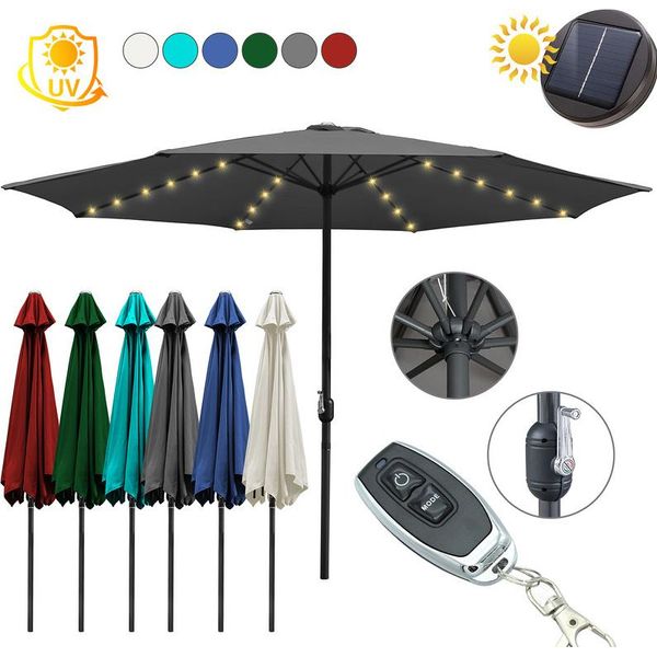 Ombrellone Karpal 3M-3.5M Con Led Ombrellone Solare Con Manovella UV40+ Ombrellone Da Esterno Terrazze, Rosso, 3.5M-image