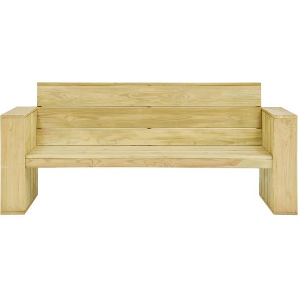 Panchina Da Giardino Con Cuscini Crema 179 Cm In Legno Di Pino Impregnato-image