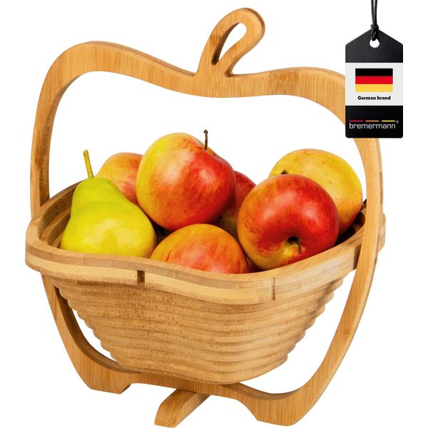 Cesto Di Frutta Pieghevole Bremermann / Design A Mela In Bambù / Circa 26,7 X 30 X 22,5 Cm-image