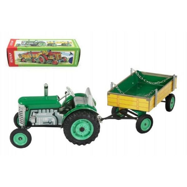 Trattore Zetor Con Rullo, Ruote In Plastica Rosse, Verdi E Blu-image