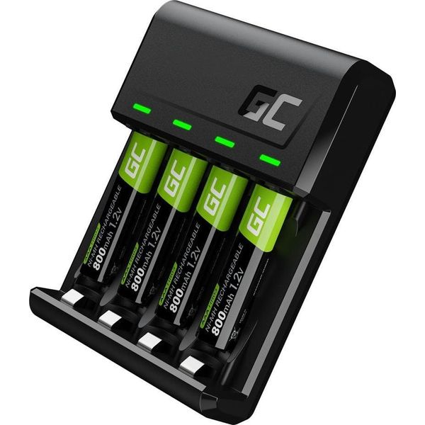 Green Cell Gc Vitalcharger & 4X Aaa HR03 800Mah Rechargeable Batteries-image