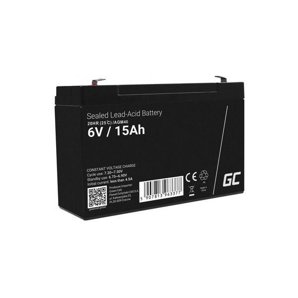 Green Cell AGM40 Ups Battery Sealed Lead Acid (Vrla) 6 V 15 Ah-image
