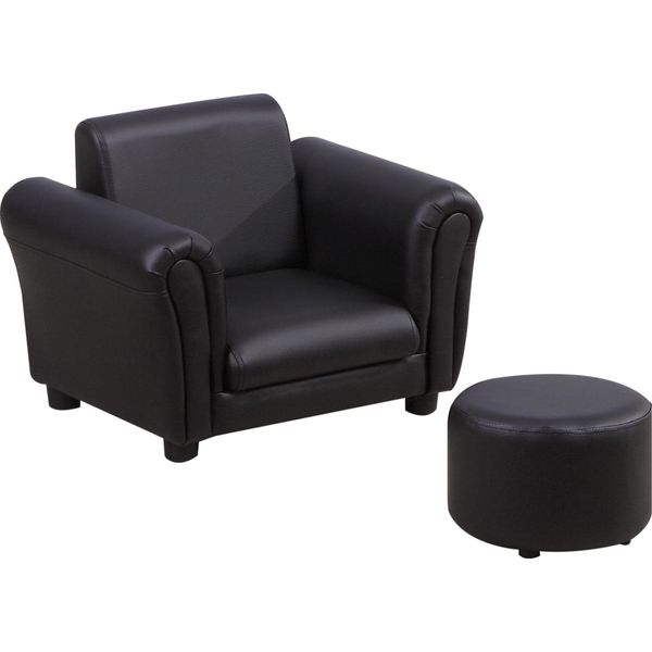 Homcom Poltrona Per Bambini Con Poggiapiedi Divano Per Bambini Mini Divano Per 1,5-3 Anni Mobili Per Bambini Legno Nero 54 X 42 X 41 Cm-image