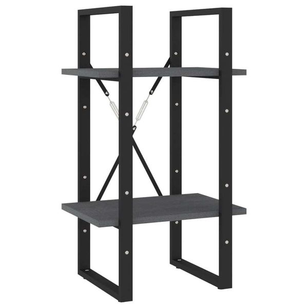 Vidaxl Libreria 2 Ripiani Grigio 40X30X70 Cm In Legno Di Pino Massiccio-image